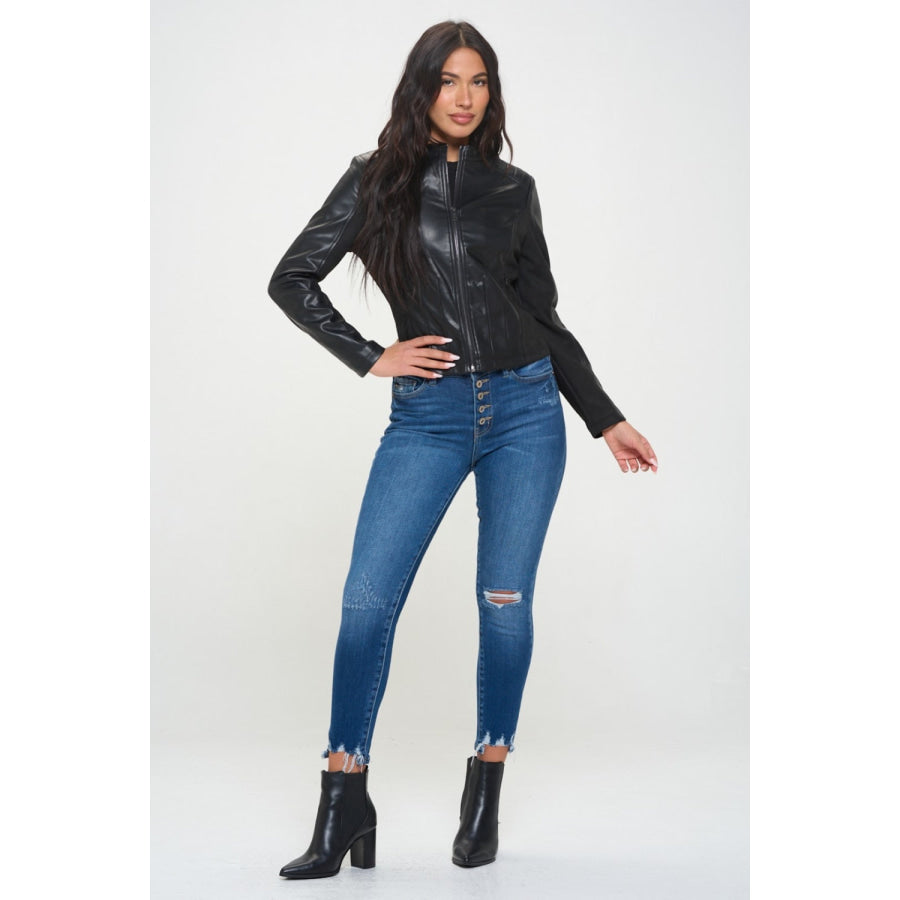 Coalition LA Zip Up Vegan Moto Jacket Apparel and Accessories