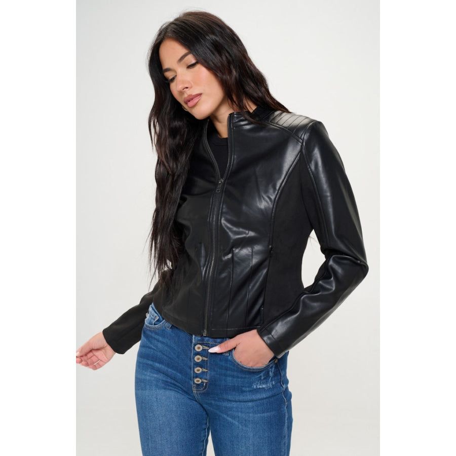 Coalition LA Zip Up Vegan Moto Jacket Apparel and Accessories