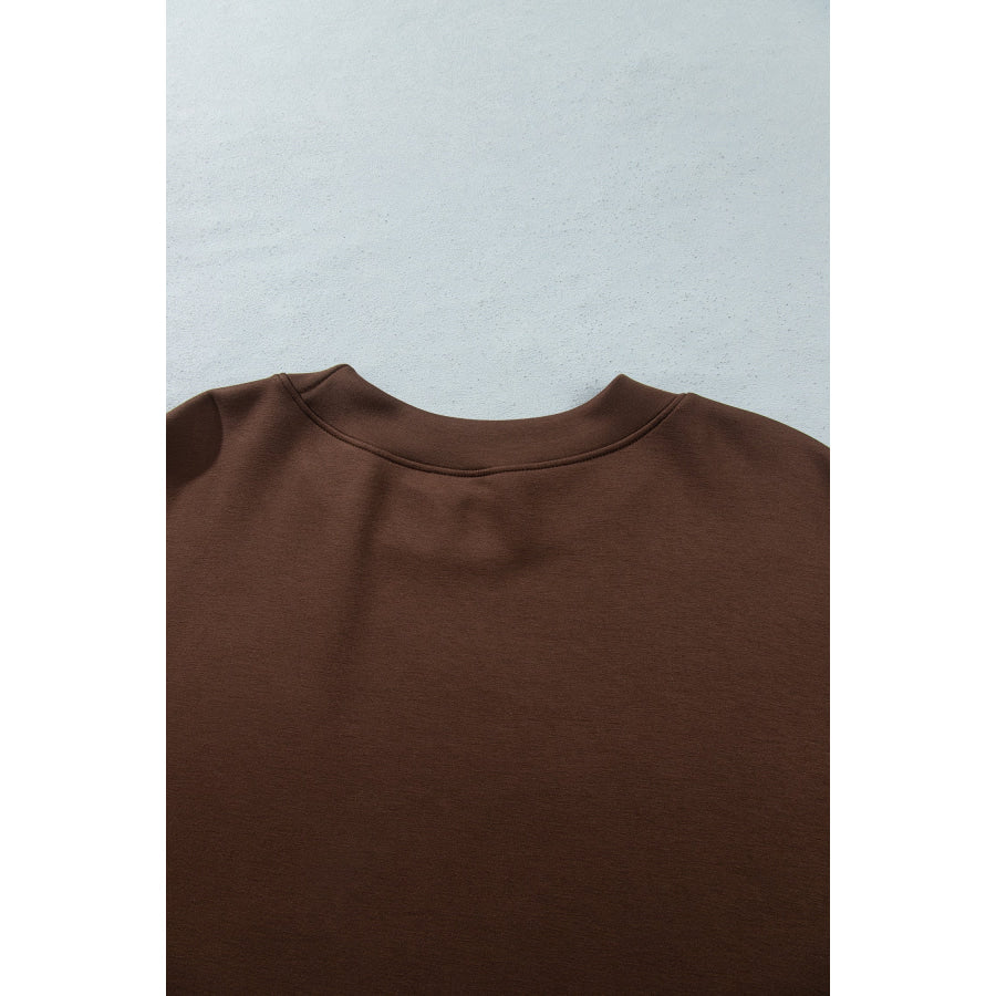 Coffee Mock Neck Camo Patchwork Drop Shoulder Plus Size Sweatshirt Size/Plus Sweatshirts & Hoodies