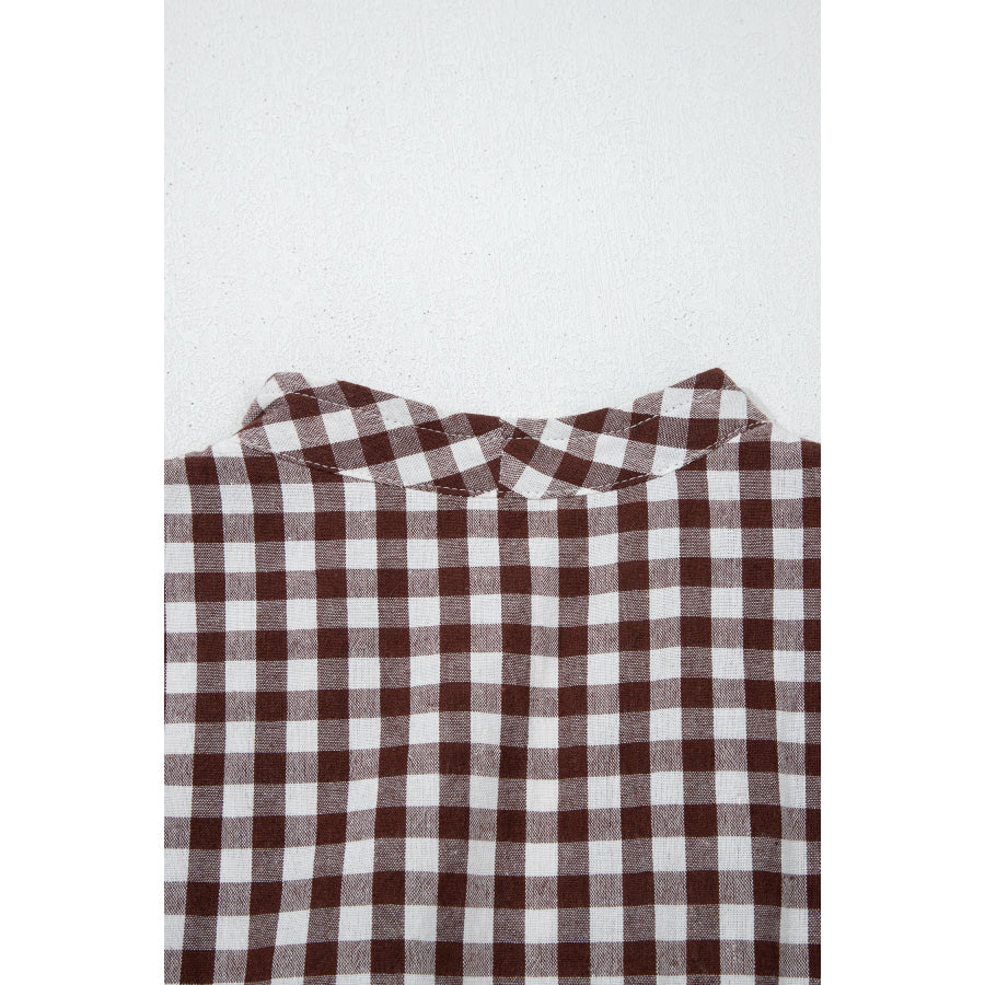 Coffee Plaid Print Full Zipper Cinched Waist Fit Flare Sleeveless Maxi Dress Dresses/Maxi Dresses