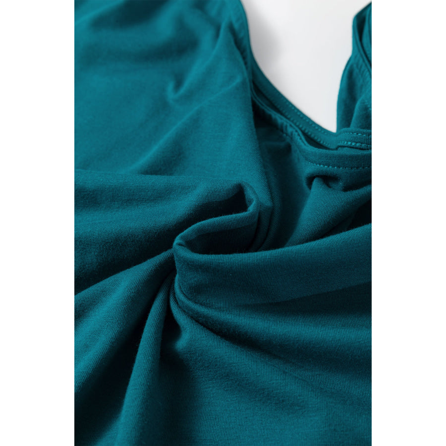 Coffee Plus Size Solid Color Asymmetric Neck Short Sleeve Blouse Plus Size/Plus Size Tops/Plus Size Tops & Tees
