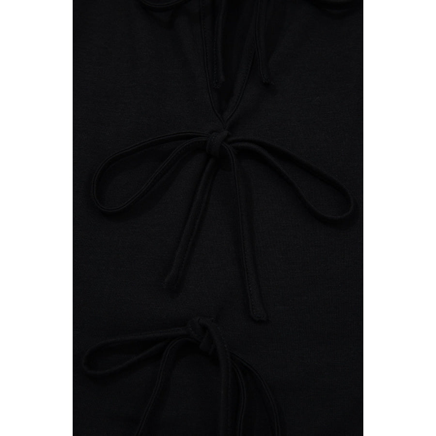 Coffee Plus Size Solid Color Bow Tie Peplum Tank Top Plus Size/Plus Size Tops/Plus Size Tank Tops