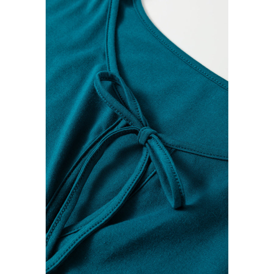 Coffee Plus Size Solid Color Bow Tie Peplum Tank Top Plus Size/Plus Size Tops/Plus Size Tank Tops