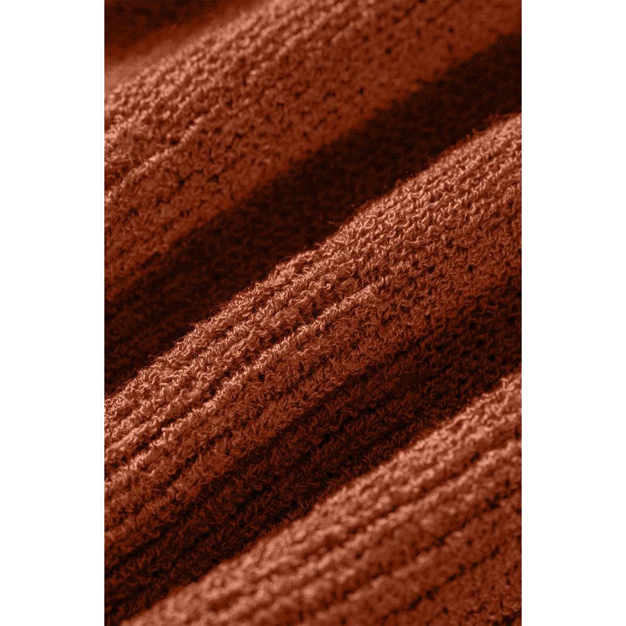 Coffee Ribbed Knit Round Neck Short Sleeve Sweater Sweaters & Cardigans/Short Sleeve Sweaters