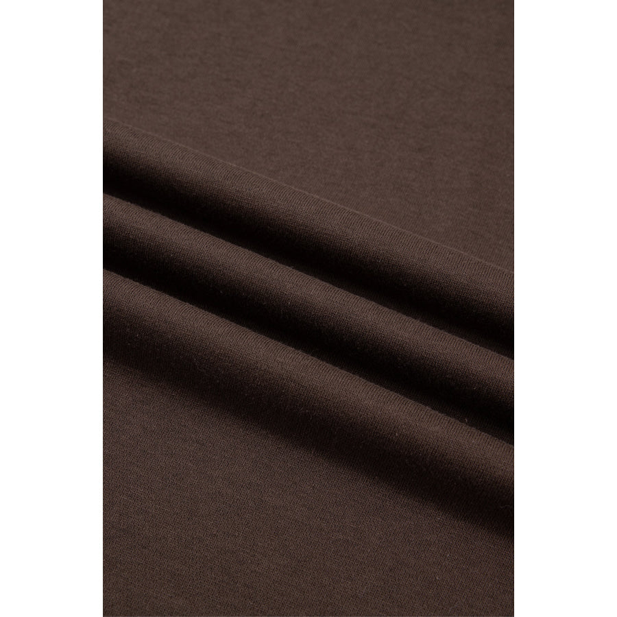 Coffee Solid Color High Neck Lace Splicing Hem Pullover Sweatshirt Tops/Sweatshirts & Hoodies