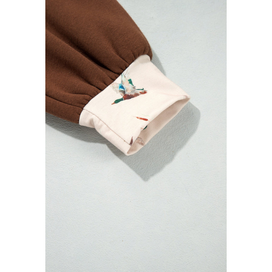 Coffee Western Contrast Detail Letter Graphic Baggy Sweatshirt Tops/Sweatshirts & Hoodies