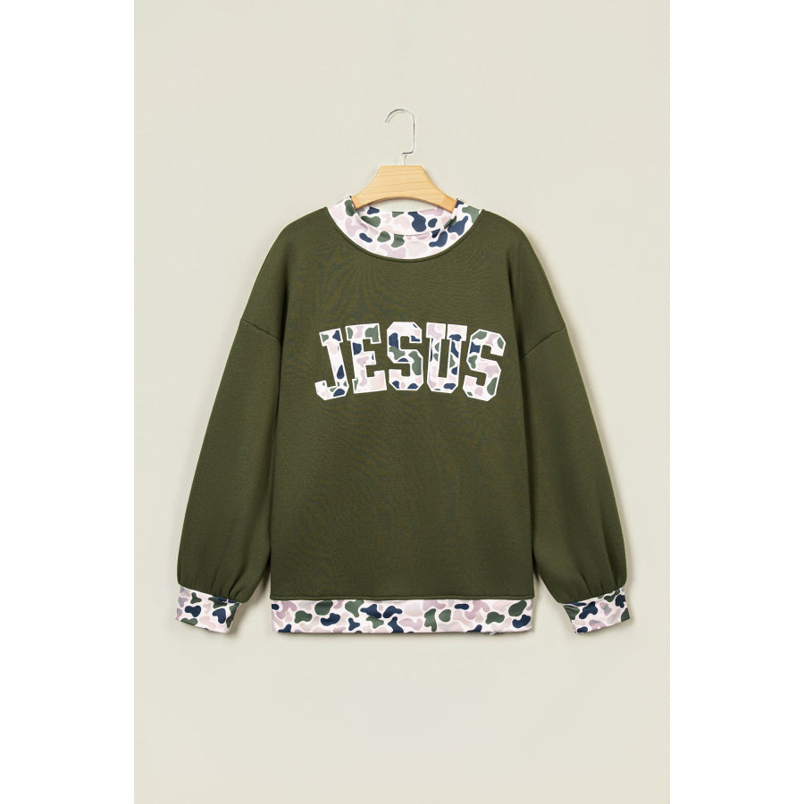 Coffee Western Contrast Detail Letter Graphic Baggy Sweatshirt Tops/Sweatshirts & Hoodies