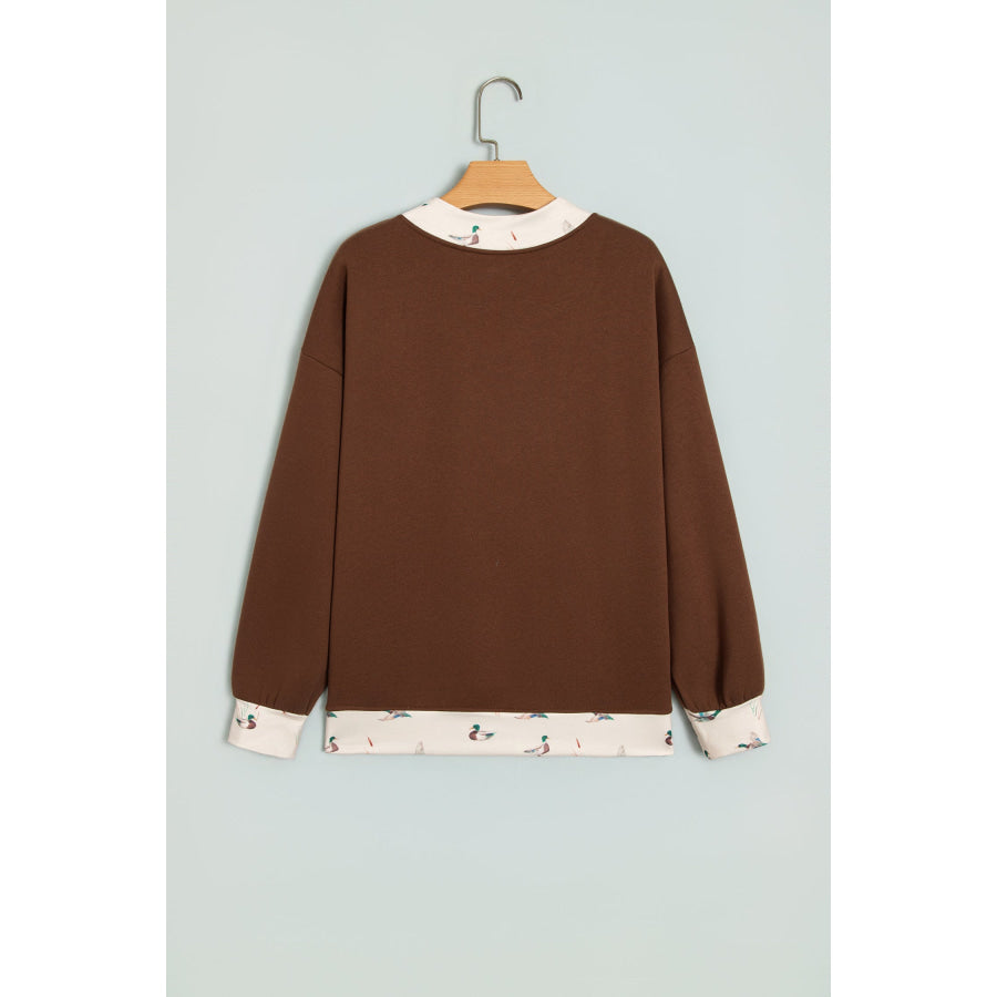Coffee Western Contrast Detail Letter Graphic Baggy Sweatshirt Tops/Sweatshirts & Hoodies