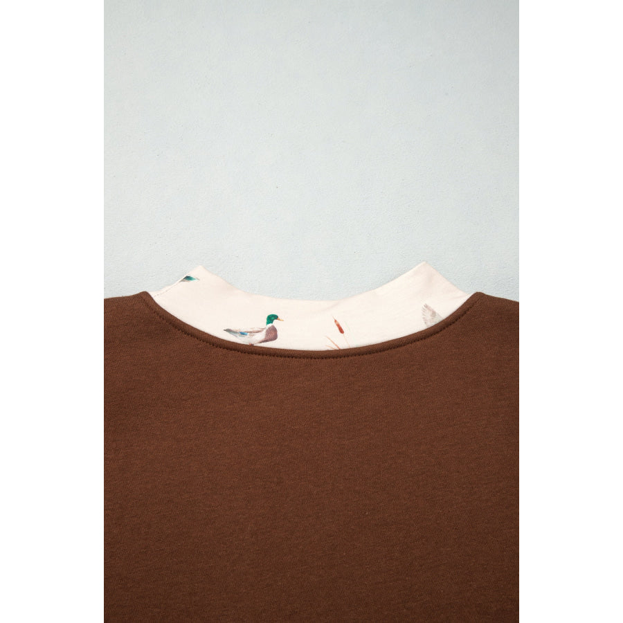 Coffee Western Contrast Detail Letter Graphic Baggy Sweatshirt Tops/Sweatshirts & Hoodies