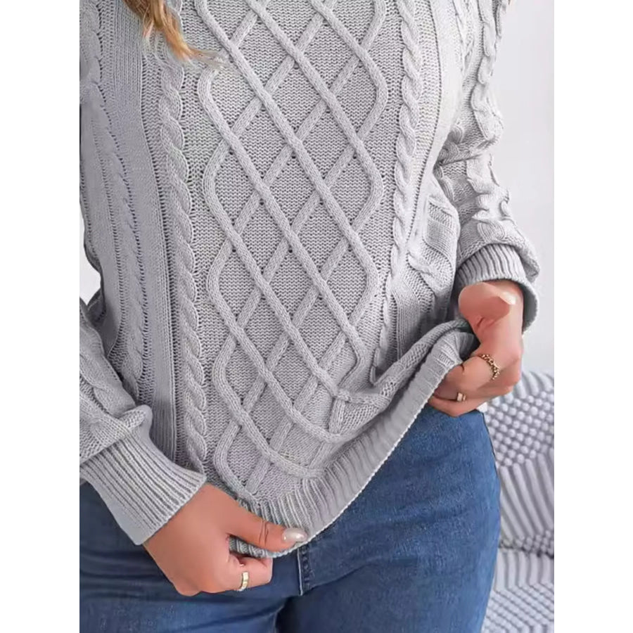 Cold-Shoulder Cable Knit Sweater Apparel and Accessories