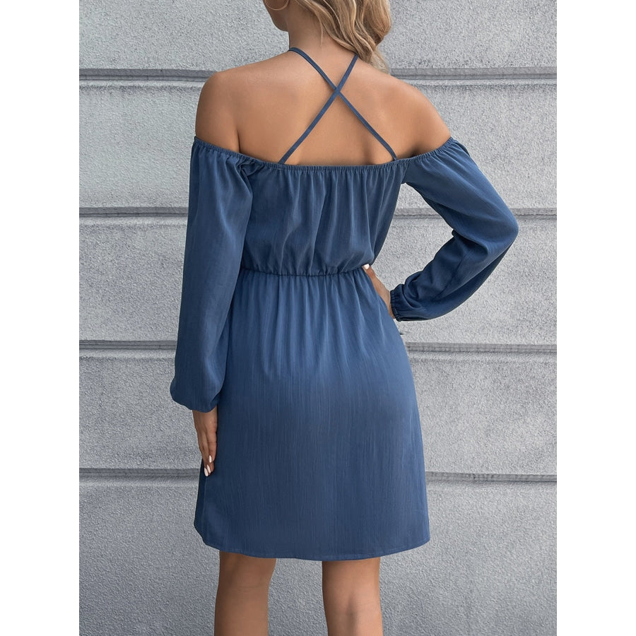 Cold-Shoulder Crisscross Mini Dress