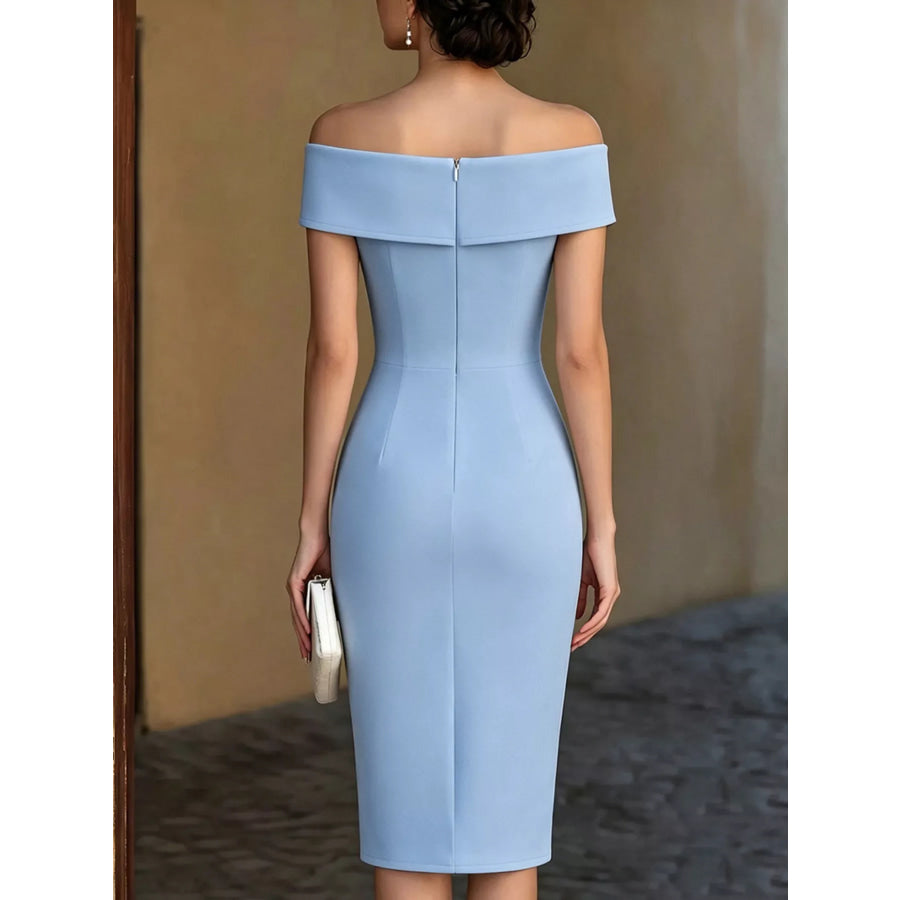 Cold Shoulder Halter Neck Midi Dress Apparel and Accessories