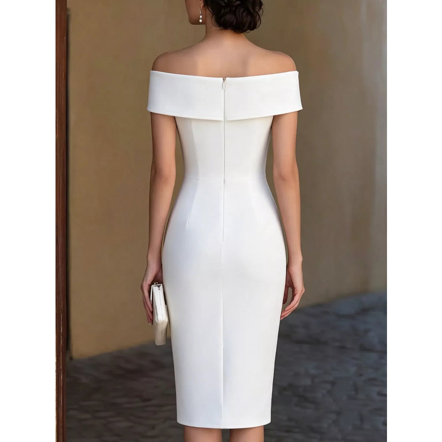 Cold Shoulder Halter Neck Midi Dress Apparel and Accessories