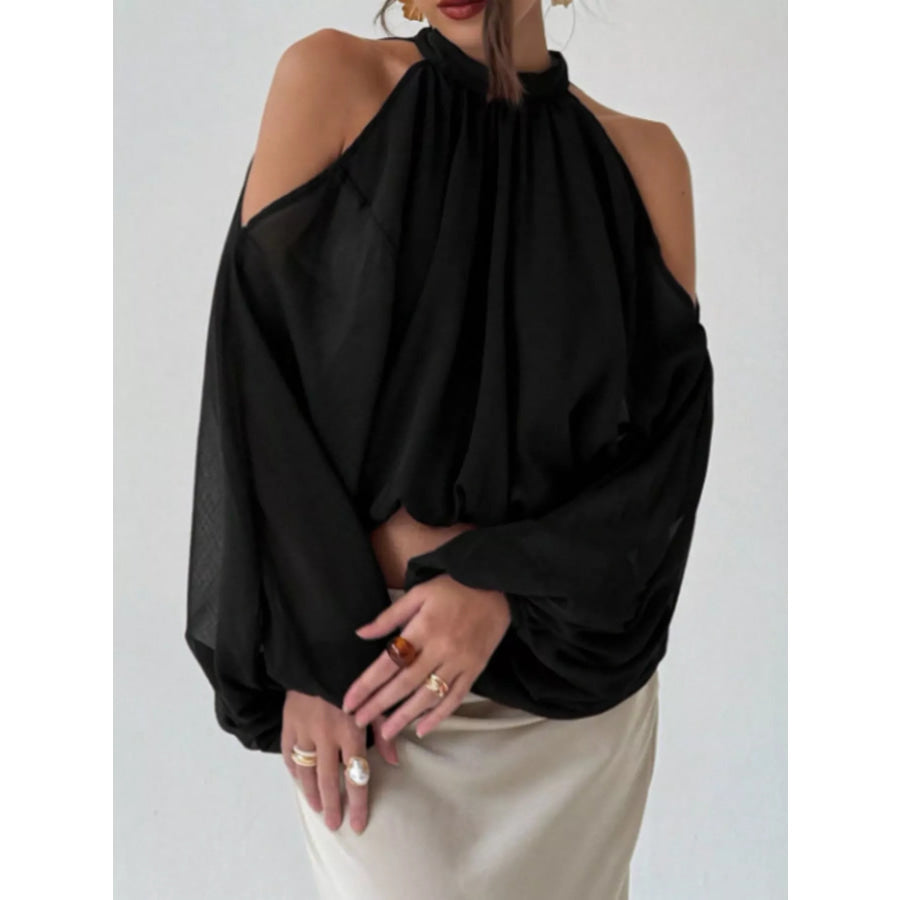 Cold-Shoulder Long Sleeve Blouse Apparel and Accessories