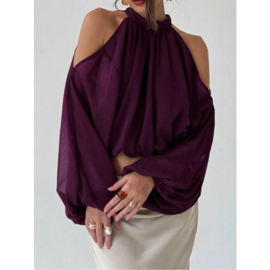 Cold-Shoulder Long Sleeve Blouse Apparel and Accessories