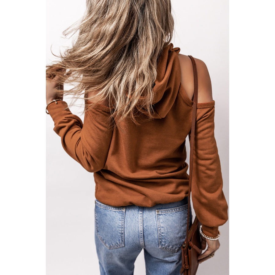 Cold Shoulder Long Sleeve Hoodie Apparel and Accessories