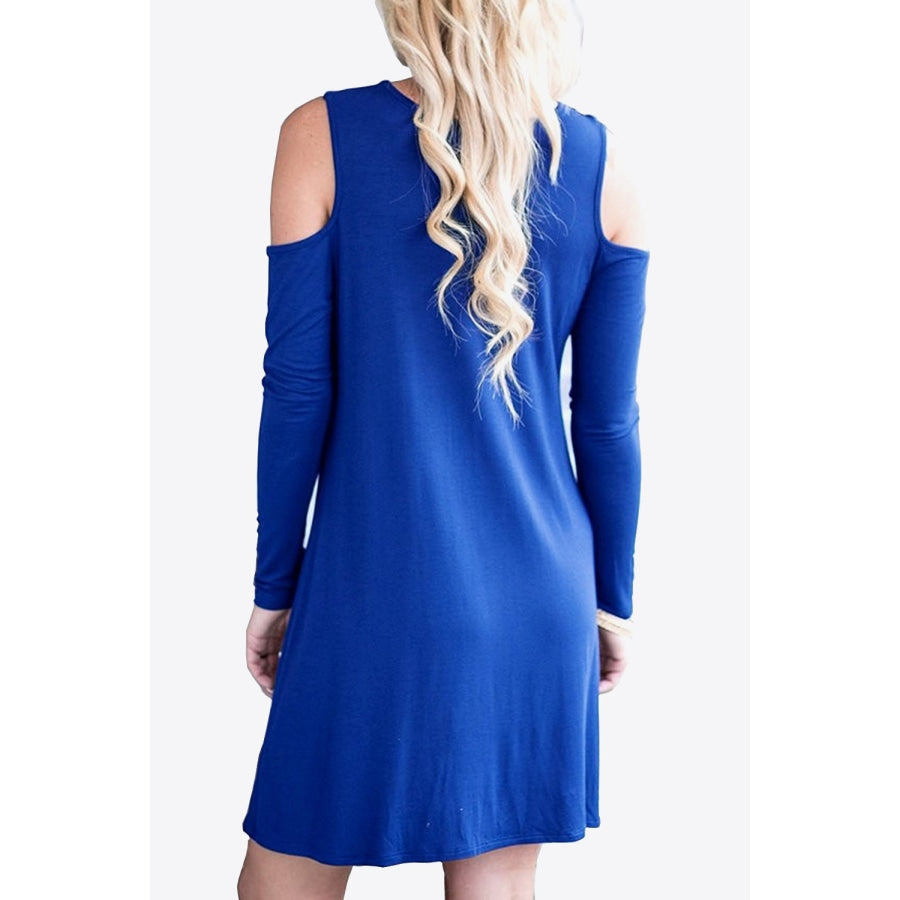 Cold-Shoulder Long Sleeve Round Neck Dress