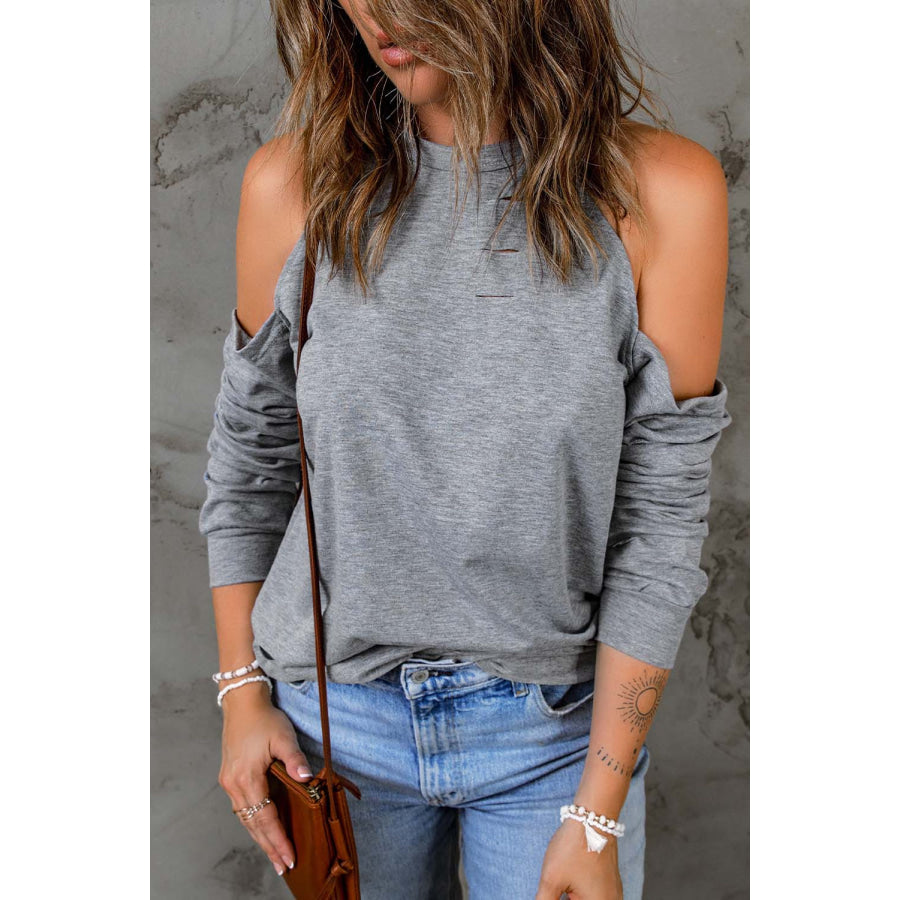 Cold Shoulder Long Sleeve Sweatshirt Apparel and Accessories