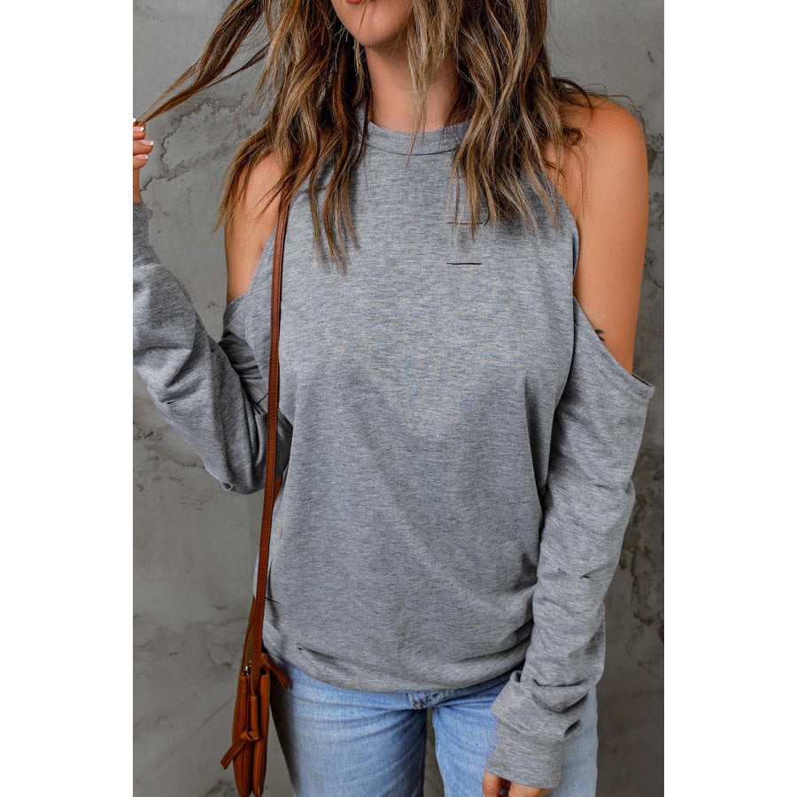 Cold Shoulder Long Sleeve Sweatshirt Apparel and Accessories