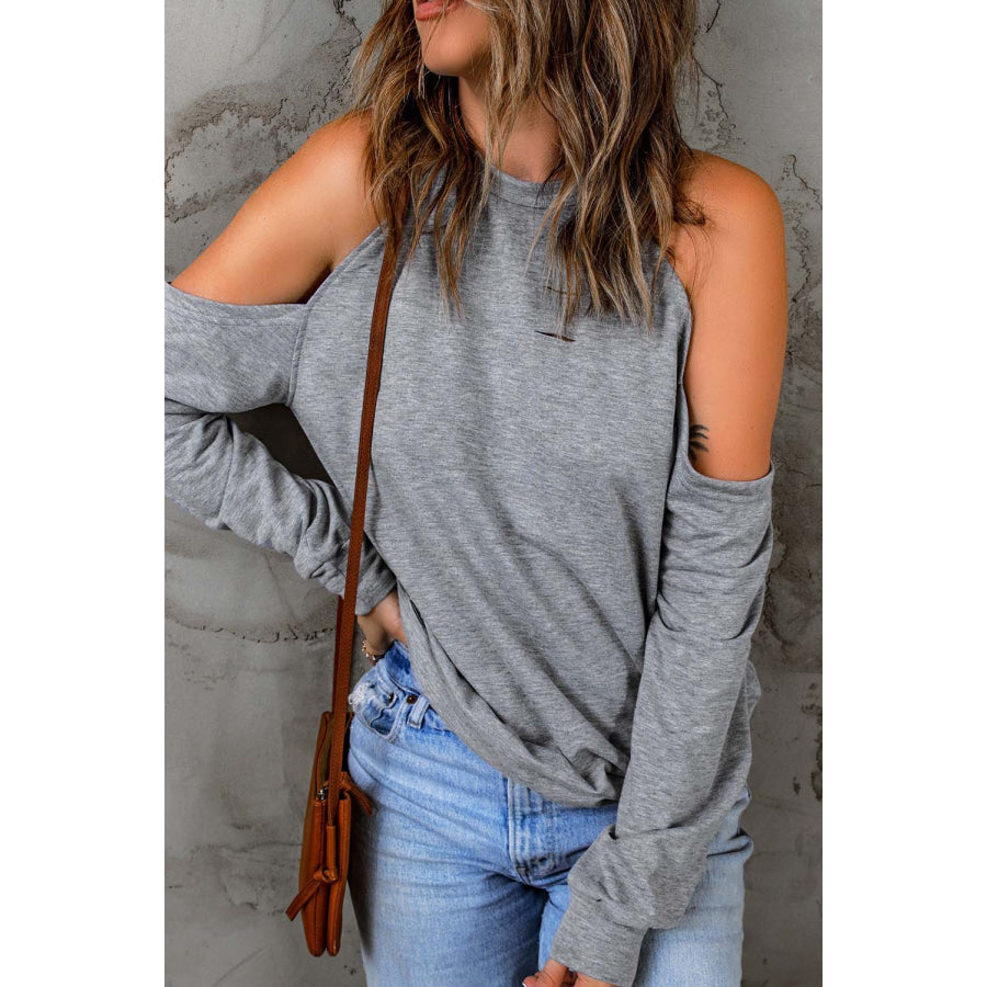 Cold Shoulder Long Sleeve Sweatshirt Apparel and Accessories