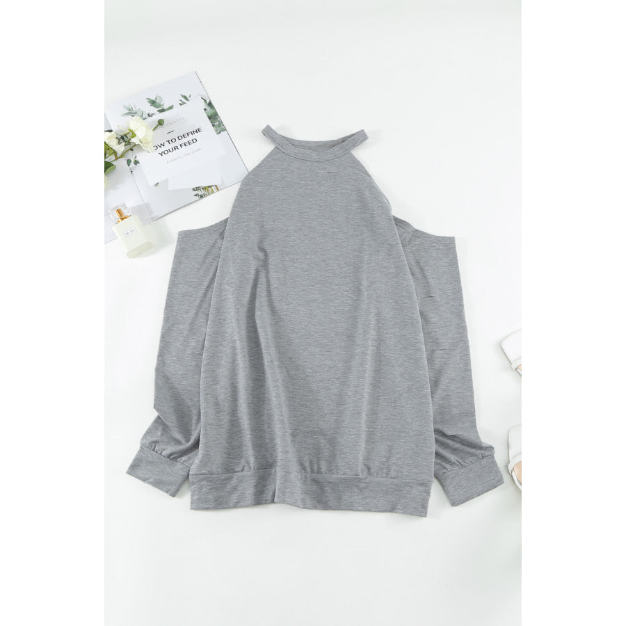 Cold Shoulder Long Sleeve Sweatshirt Apparel and Accessories