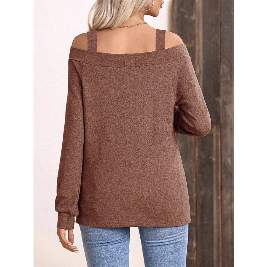 Cold Shoulder Long Sleeve T-Shirt Apparel and Accessories