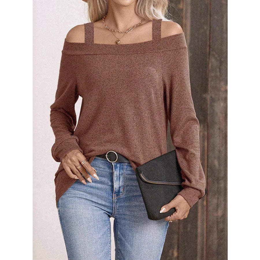 Cold Shoulder Long Sleeve T-Shirt Apparel and Accessories