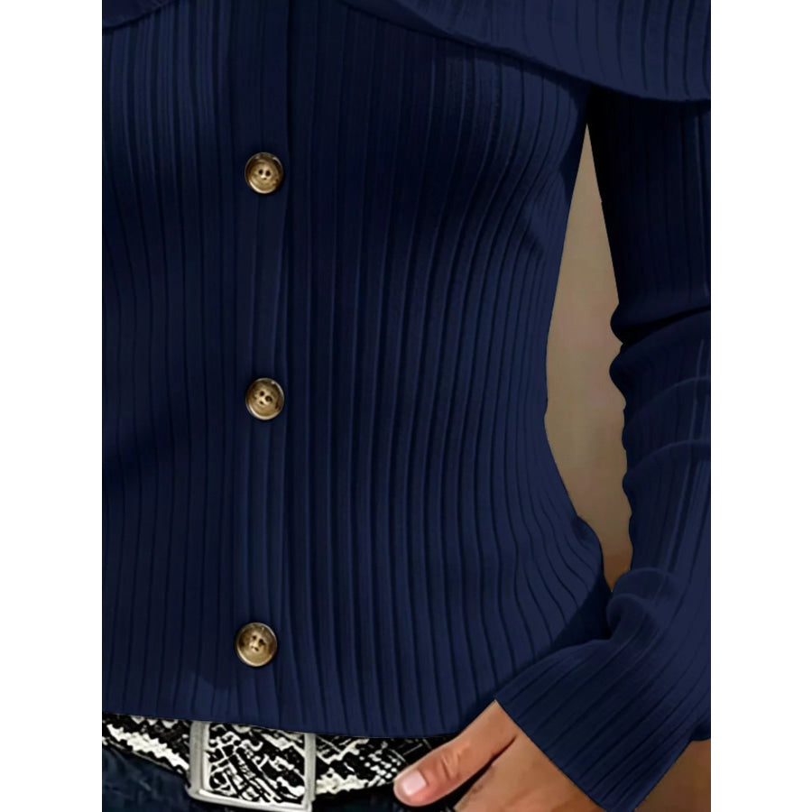 Cold Shoulder Ribbed Knit Top Apparel and Accessories