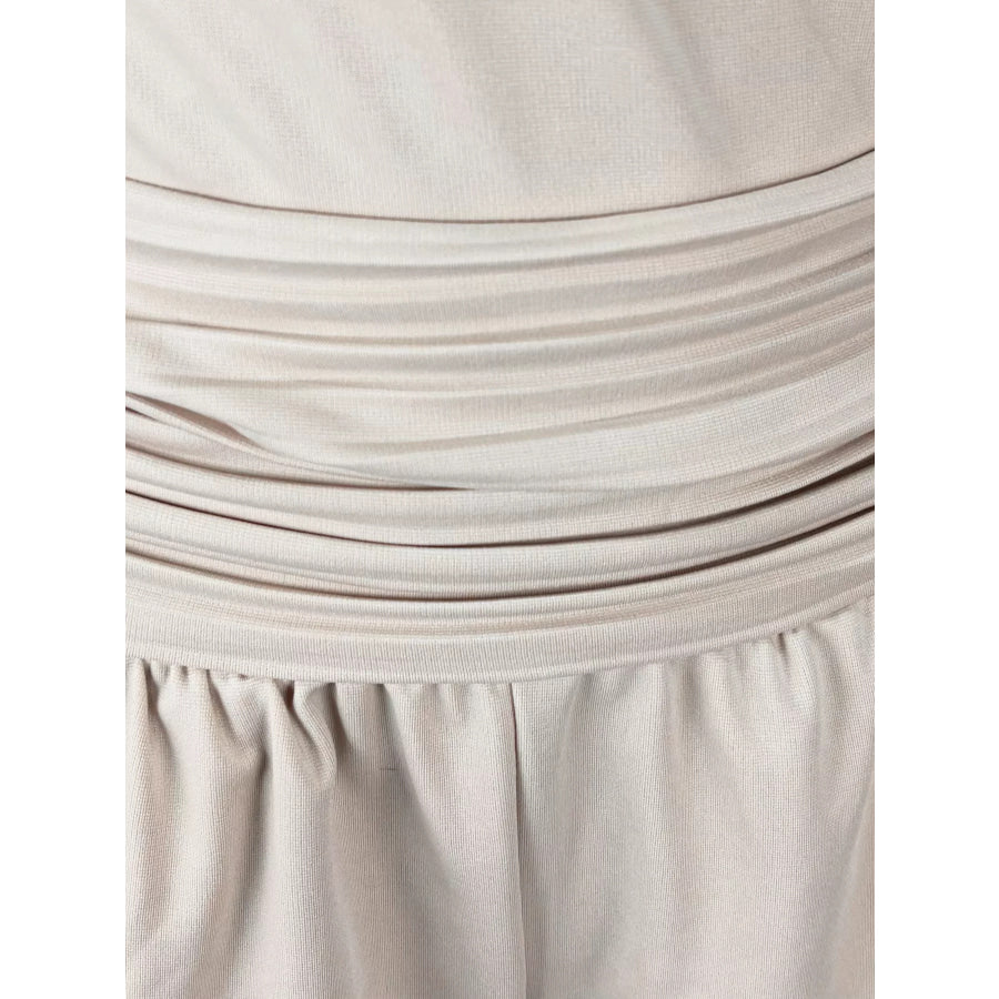 Cold Shoulder Ruched Waist Wide-Leg Jumpsuit Apparel and Accessories