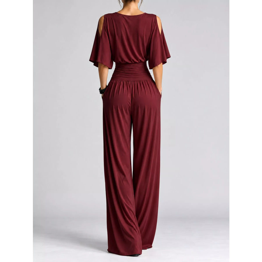 Cold Shoulder Wide-Leg Jumpsuit Apparel and Accessories