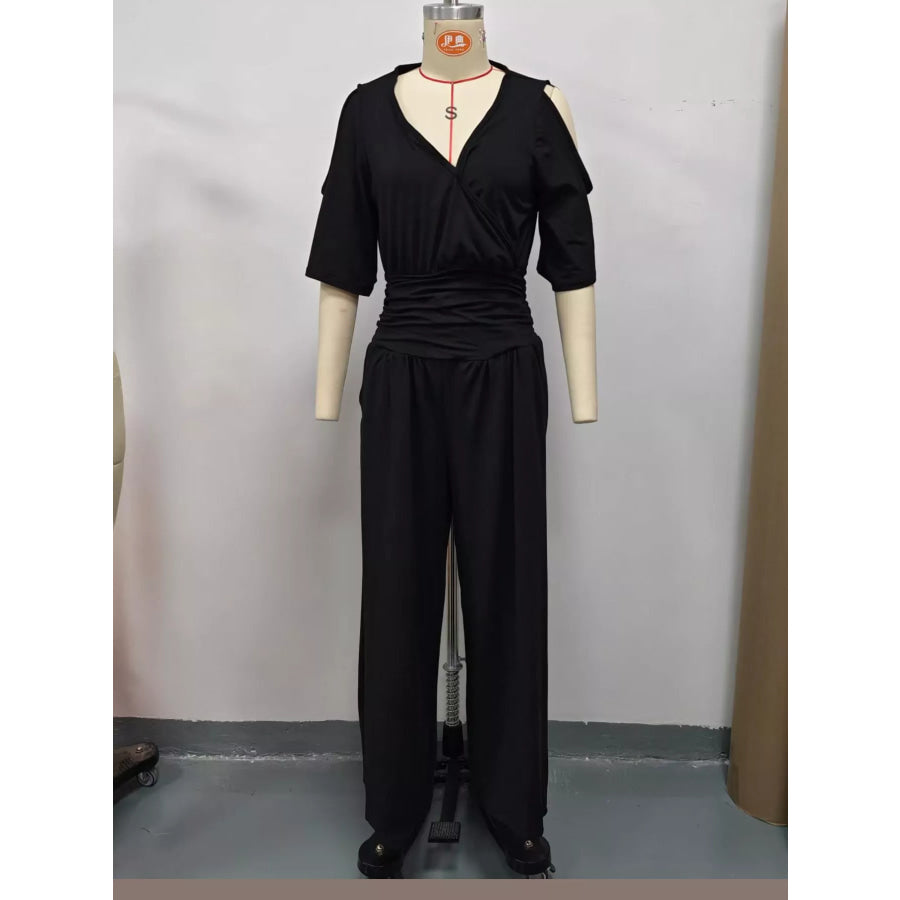 Cold Shoulder Wide-Leg Jumpsuit Apparel and Accessories