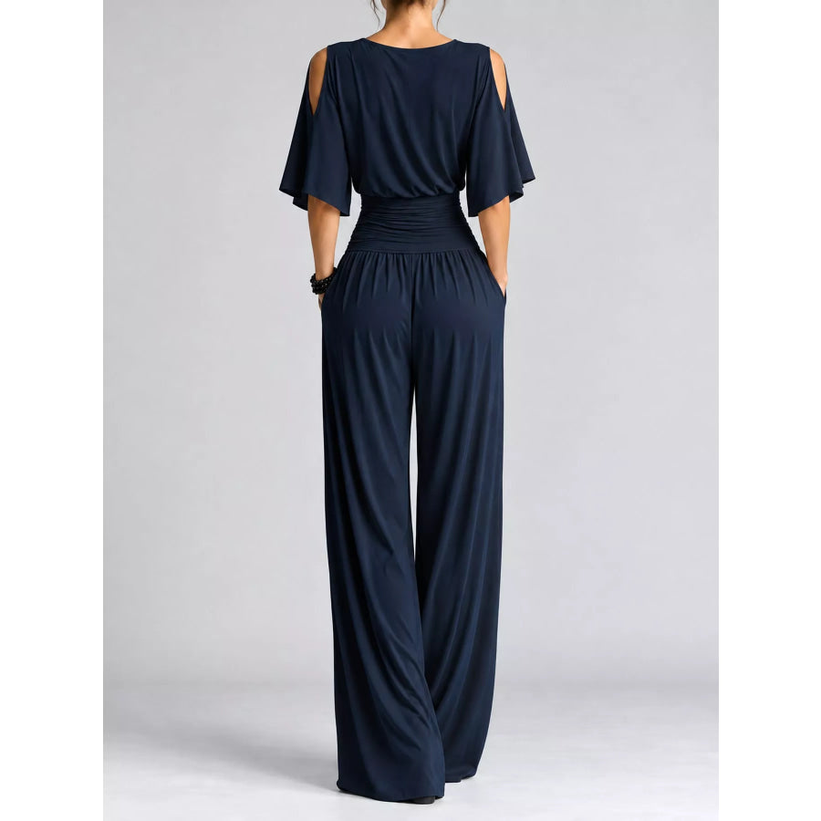 Cold Shoulder Wide-Leg Jumpsuit Apparel and Accessories