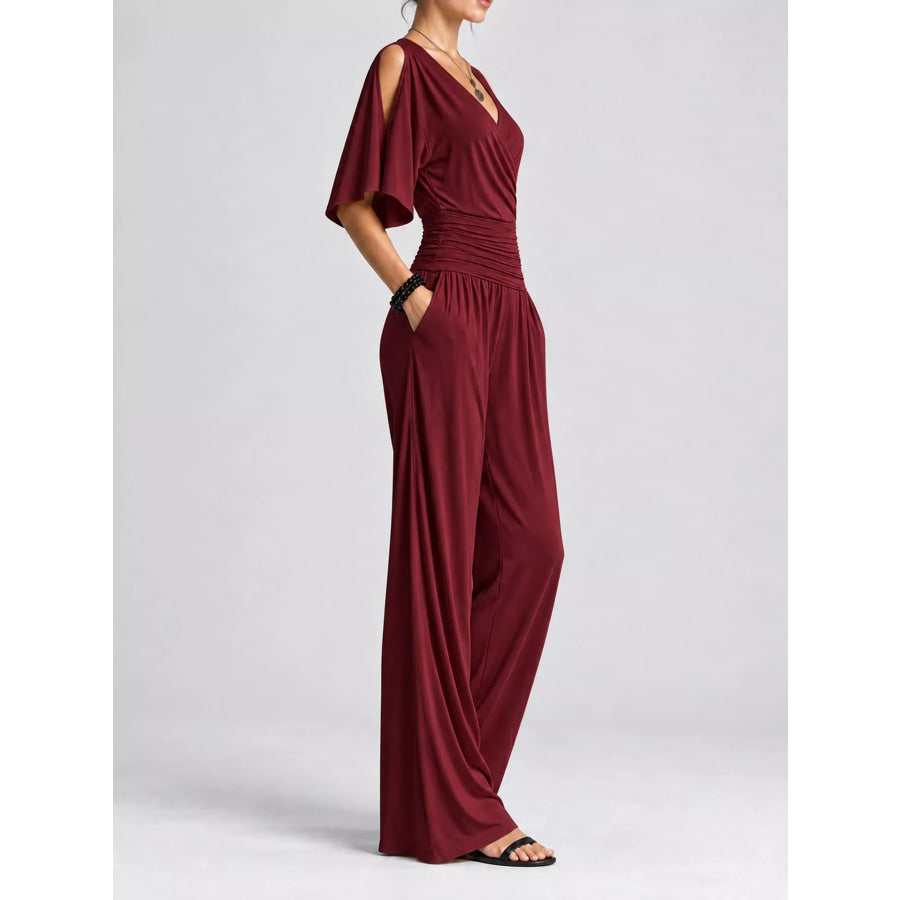 Cold Shoulder Wide-Leg Jumpsuit Apparel and Accessories