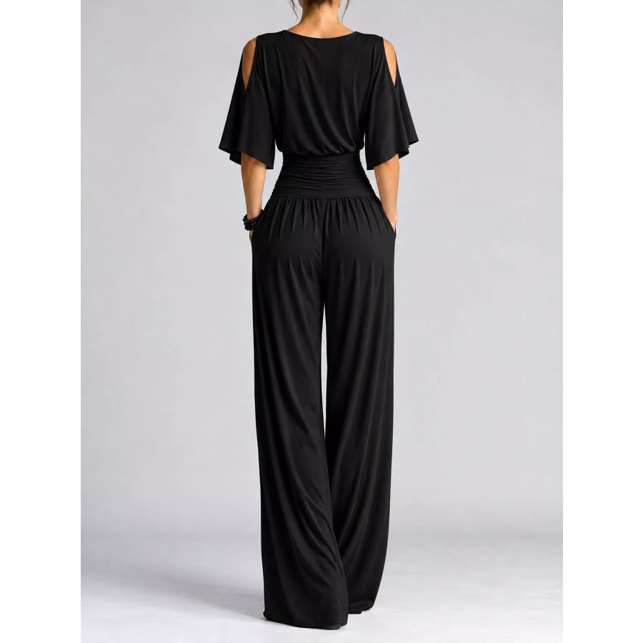 Cold Shoulder Wide-Leg Jumpsuit Apparel and Accessories