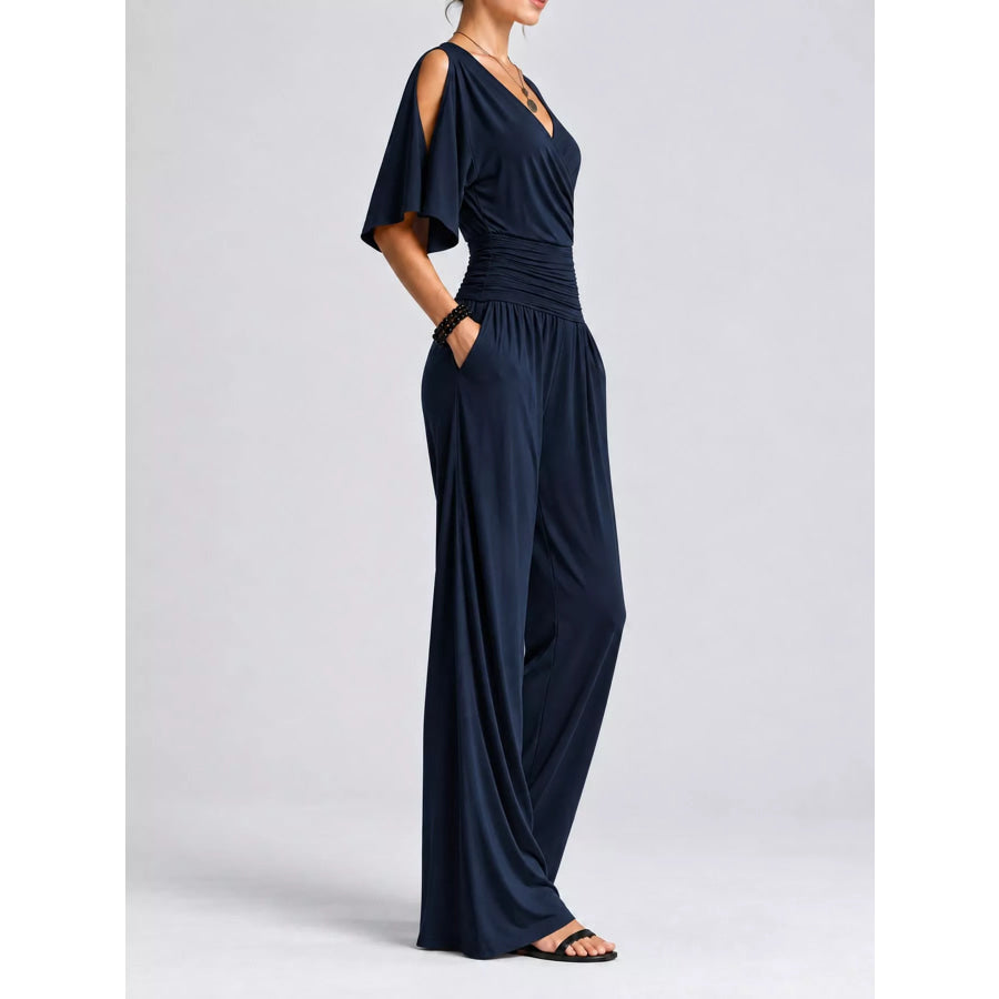 Cold Shoulder Wide-Leg Jumpsuit Apparel and Accessories