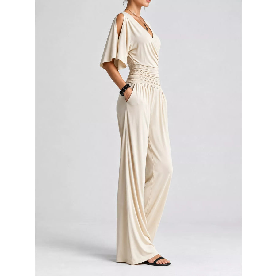 Cold Shoulder Wide-Leg Jumpsuit Apparel and Accessories