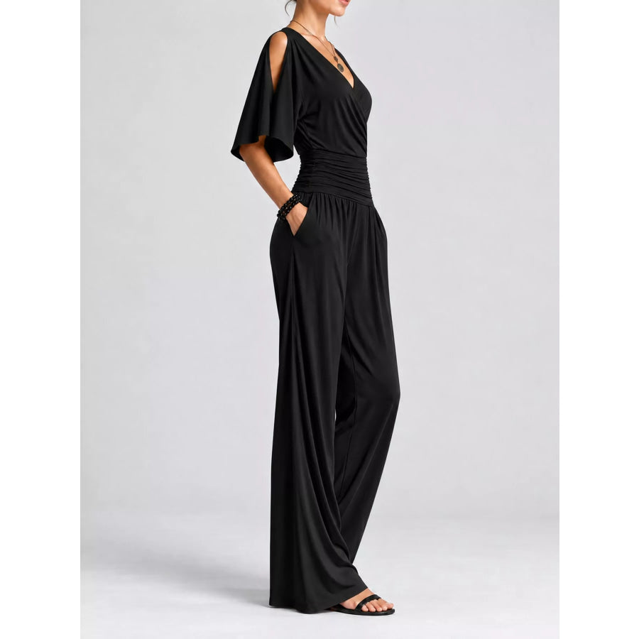 Cold Shoulder Wide-Leg Jumpsuit Apparel and Accessories