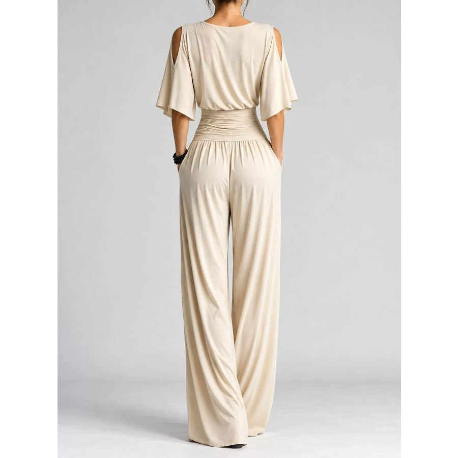 Cold Shoulder Wide-Leg Jumpsuit Apparel and Accessories