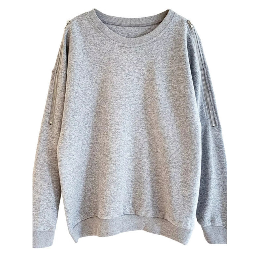Cold-Shoulder Zipper Detail Sweatshirt Apparel and Accessories