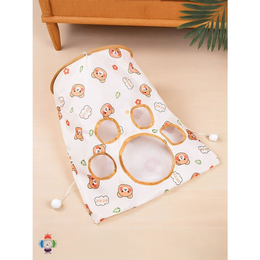 Collapsible Printed Cat Tunnel Toy White Bear / One Size Apparel and Accessories