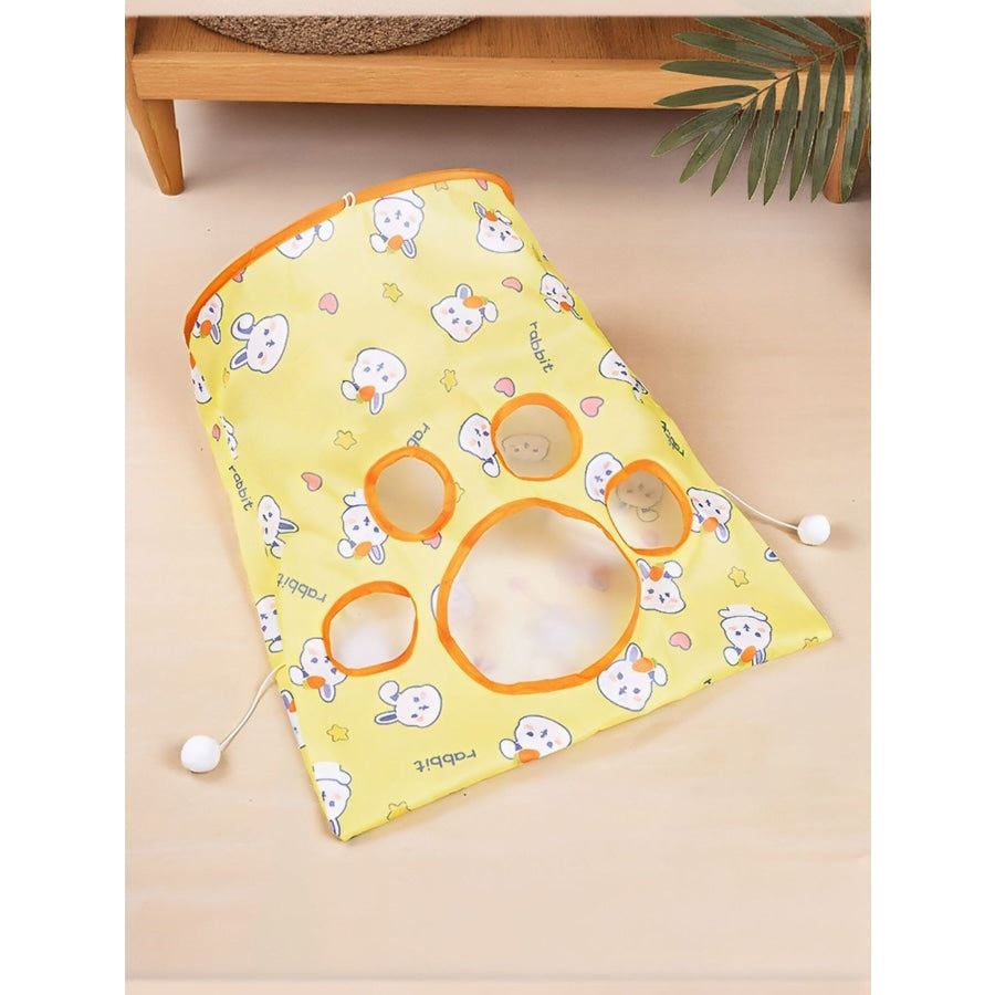 Collapsible Printed Cat Tunnel Toy Yellow Rabbit / One Size Apparel and Accessories