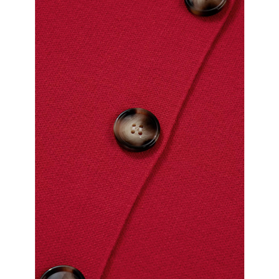 Collared Button Front Wrapped Cardigan Apparel and Accessories