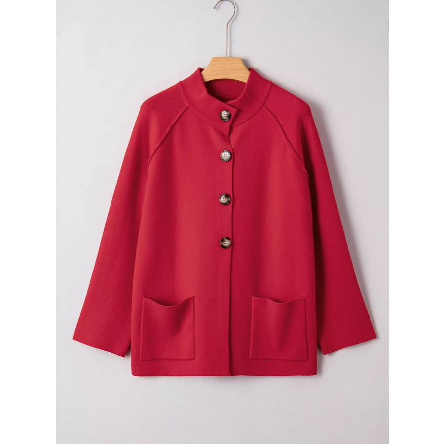 Collared Button Front Wrapped Cardigan Apparel and Accessories