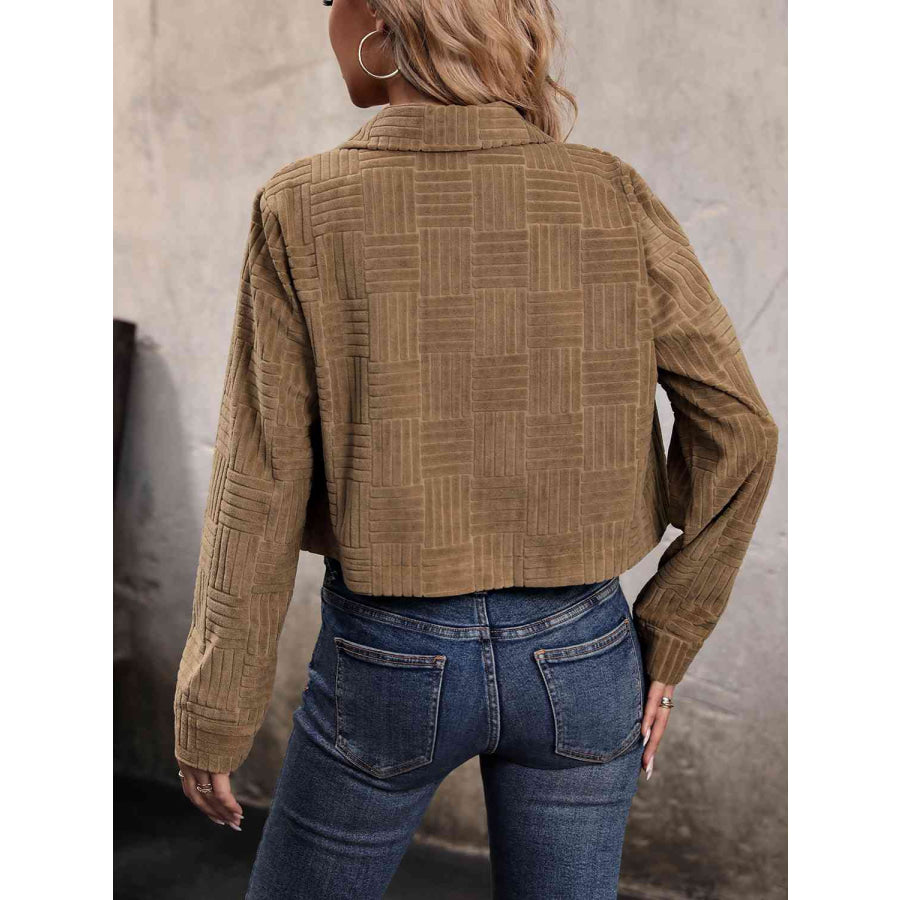 Collared Neck Button Front Jacket Caramel / S