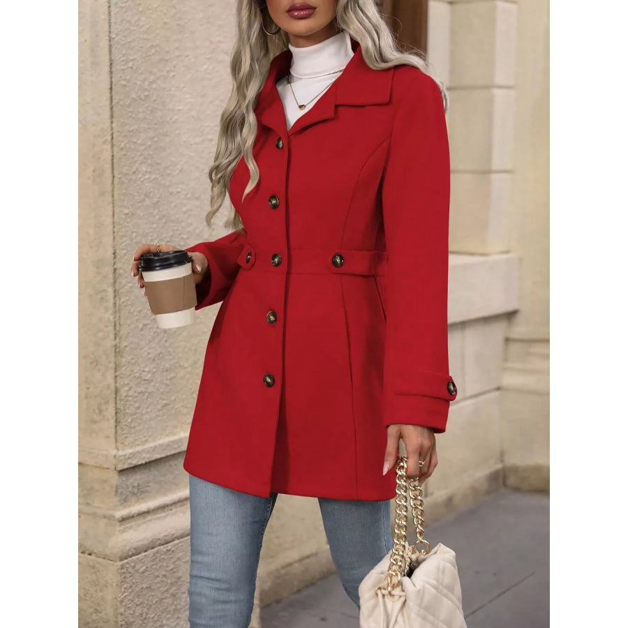 Collared Neck Button Up Coat Apparel and Accessories