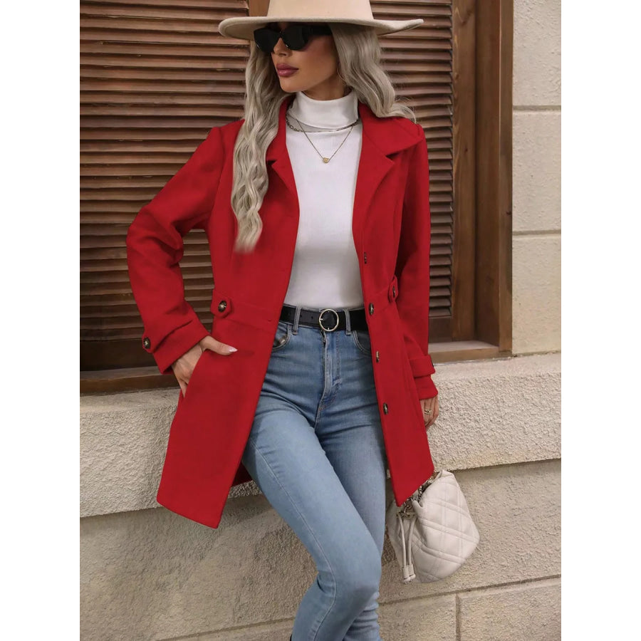 Collared Neck Button Up Coat Apparel and Accessories