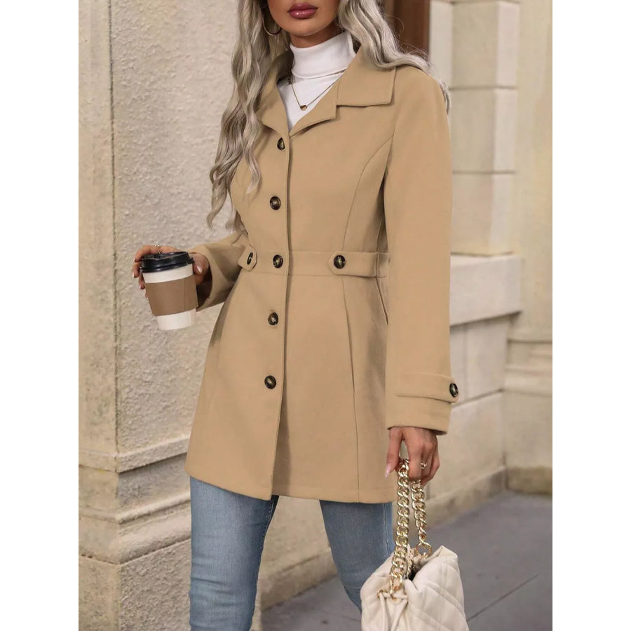 Collared Neck Button Up Coat Apparel and Accessories