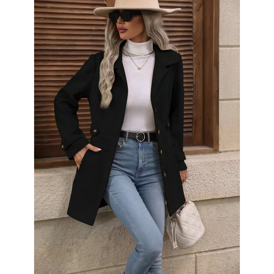 Collared Neck Button Up Coat Apparel and Accessories