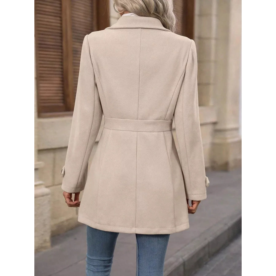 Collared Neck Button Up Coat Apparel and Accessories