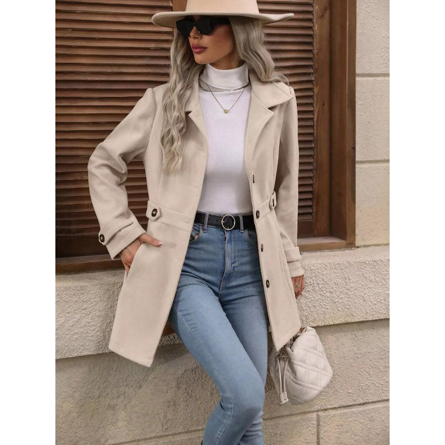 Collared Neck Button Up Coat Apparel and Accessories